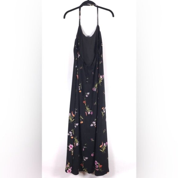 Lulus Blooming Vision Black Floral Maxi Dress Side Slit Size LARGE - Picture 6 of 13